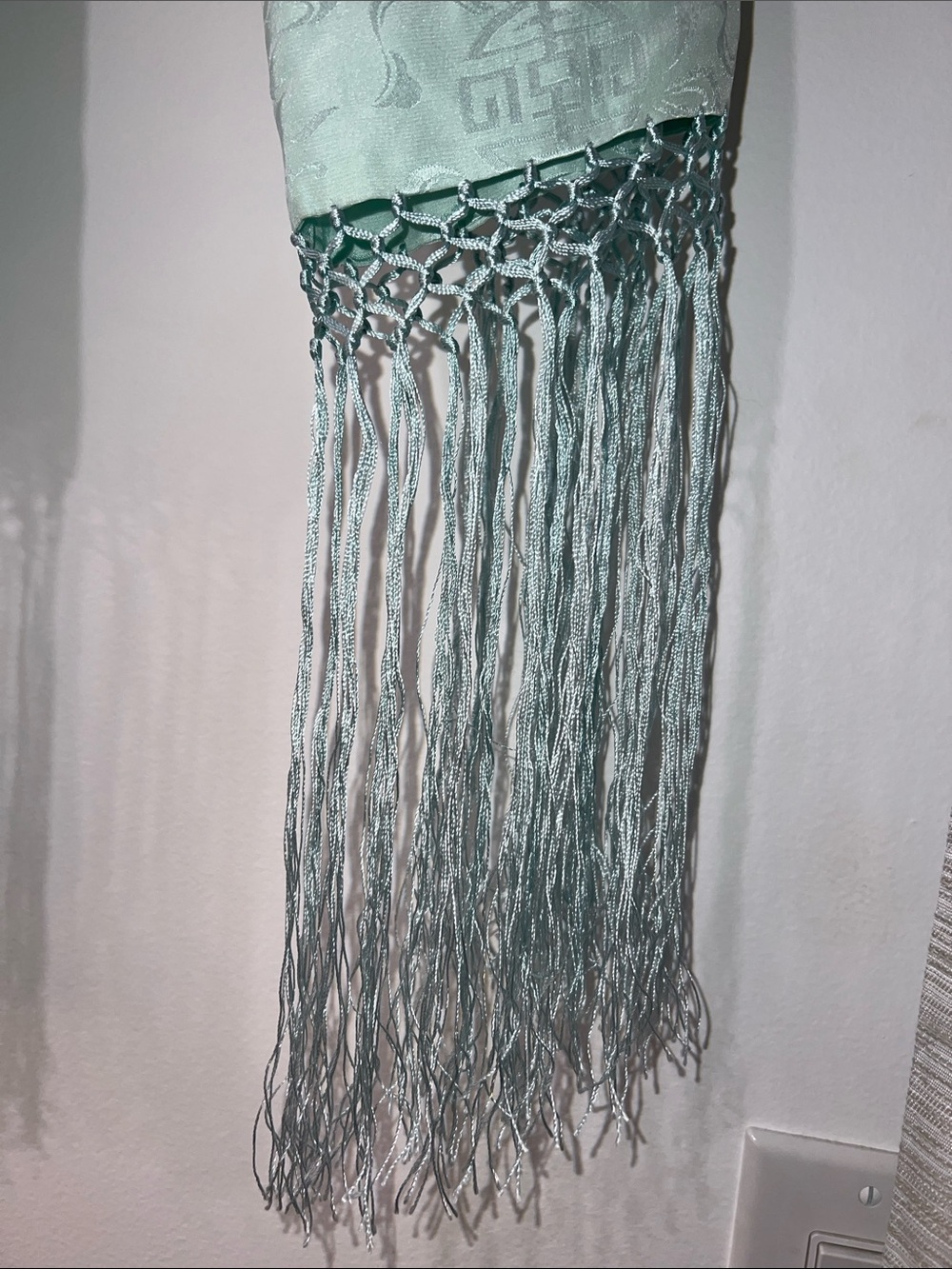 Light Mint 100% Silk Fringe Scarf - Women Accessories - Picture 4 of 9